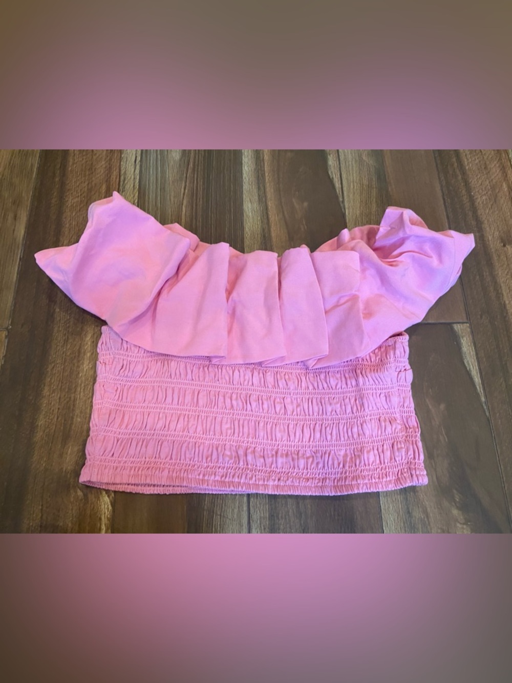 Pink Ruffled Smocked Tube Top - Picture 7 of 7